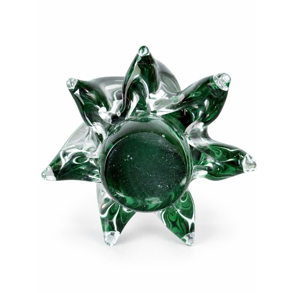 Vintage Murano Style 6" Green Clear Hand-Blown Art Glass Christmas Tree Figurine - Picture 7 of 7